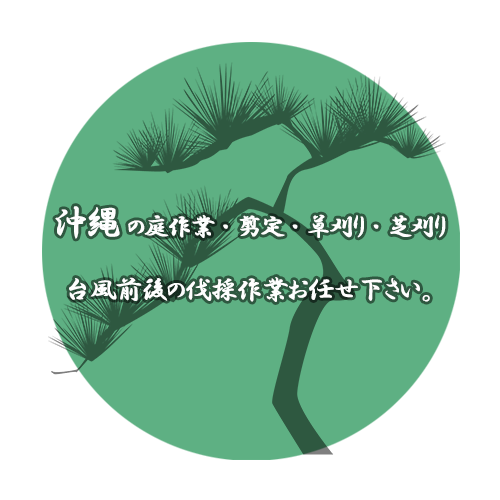 沖縄の庭作業・剪定・草刈り・芝刈り・台風前後の伐採作業お任せください。沖縄　造園　庭掃除　伐採　草刈り